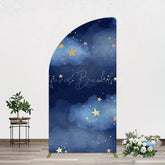 Lofaris Starry Navy Blue Night Clouds Birthday Half Moon Arch Backdrop